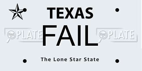 FAIL Texas License Plate