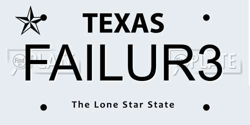 FAILUR3 Texas License Plate