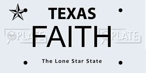 FAITH Texas License Plate