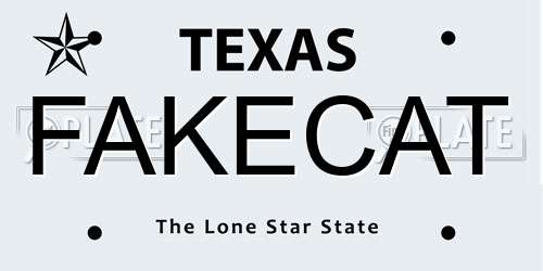 FAKECAT Texas License Plate
