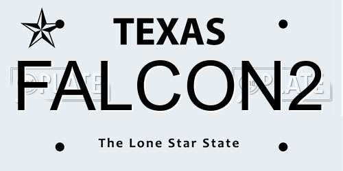FALCON2 Texas License Plate