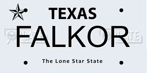 FALKOR Texas License Plate