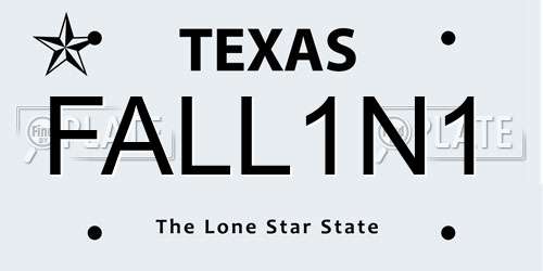 FALL1N1 Texas License Plate