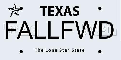 FALLFWD Texas License Plate