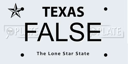 FALSE Texas License Plate