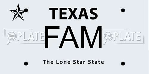 FAM Texas License Plate