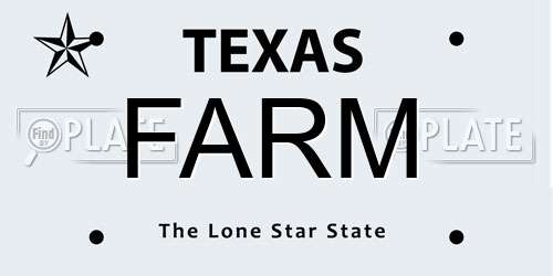 FARM Texas License Plate