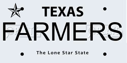 FARMERS Texas License Plate