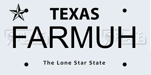FARMUH Texas License Plate