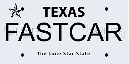 FASTCAR Texas License Plate