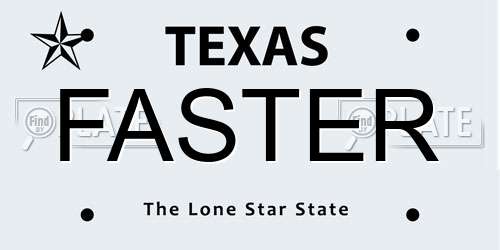 FASTER Texas License Plate