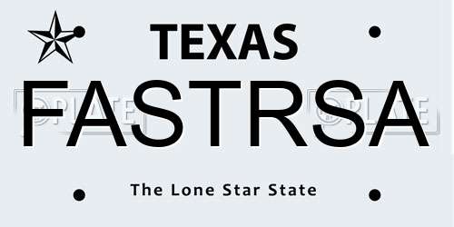 FASTRSA Texas License Plate