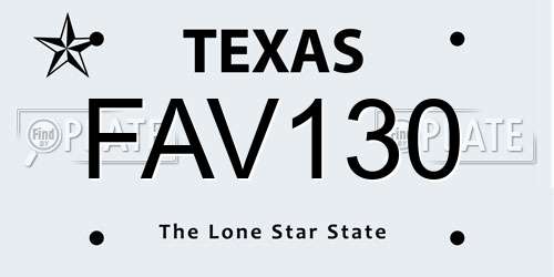FAV130 Texas License Plate