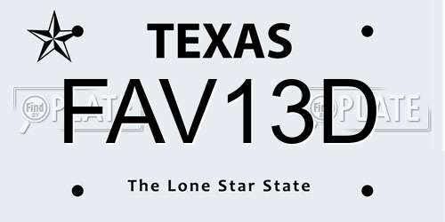 FAV13D Texas License Plate