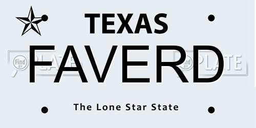 FAVERD Texas License Plate