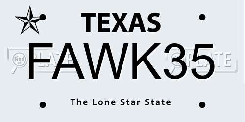FAWK35 Texas License Plate