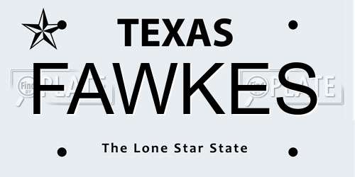 FAWKES Texas License Plate