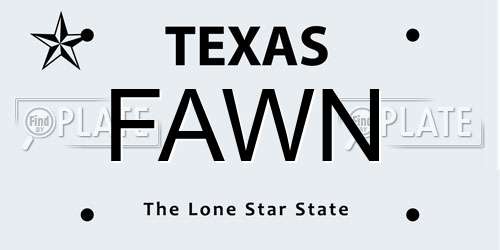 FAWN Texas License Plate