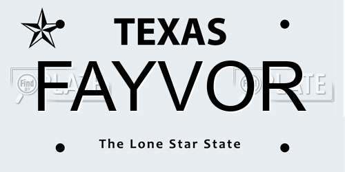 FAYVOR Texas License Plate