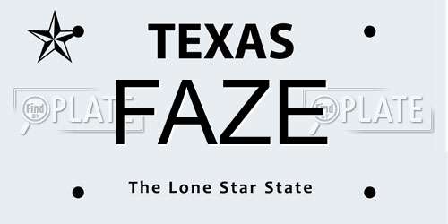 FAZE Texas License Plate