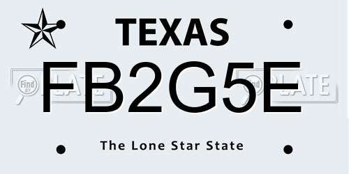 FB2G5E Texas License Plate