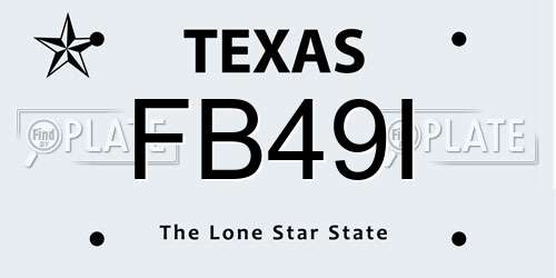 FB49I Texas License Plate