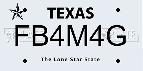 FB4M4G Texas License Plate