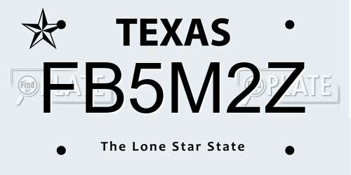 FB5M2Z Texas License Plate