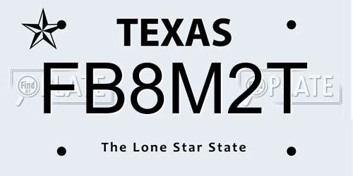 FB8M2T Texas License Plate