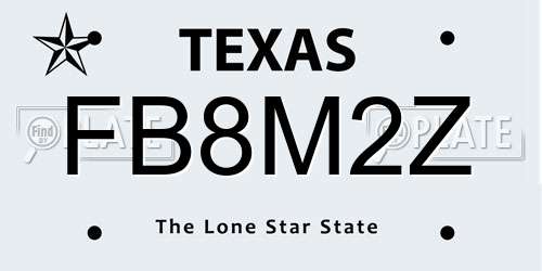 FB8M2Z Texas License Plate