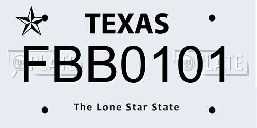 FBB0101 Texas License Plate