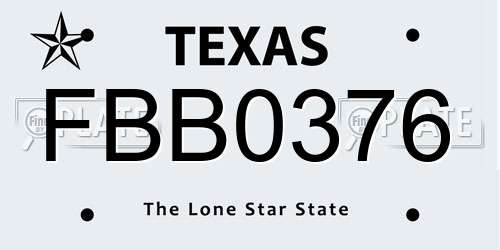FBB0376 Texas License Plate