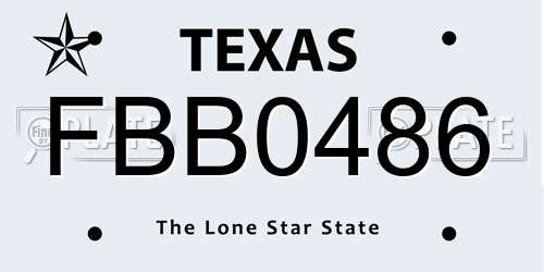 FBB0486 Texas License Plate
