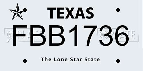 FBB1736 Texas License Plate