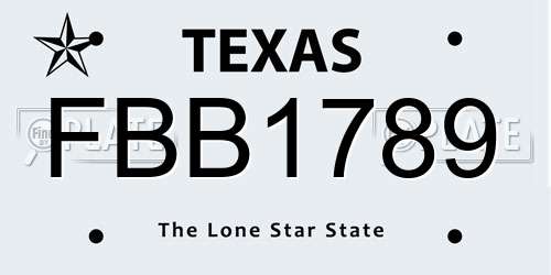 FBB1789 Texas License Plate