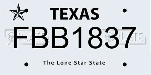 FBB1837 Texas License Plate