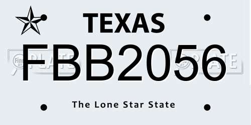 FBB2056 Texas License Plate