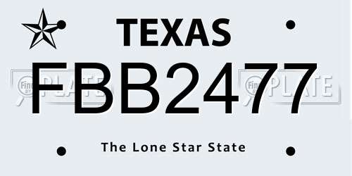 FBB2477 Texas License Plate