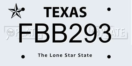 FBB293 Texas License Plate