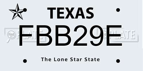 FBB29E Texas License Plate