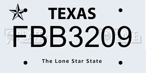 FBB3209 Texas License Plate