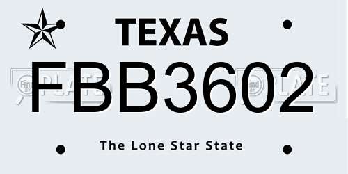 FBB3602 Texas License Plate
