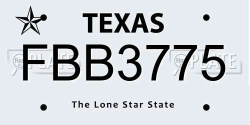 FBB3775 Texas License Plate