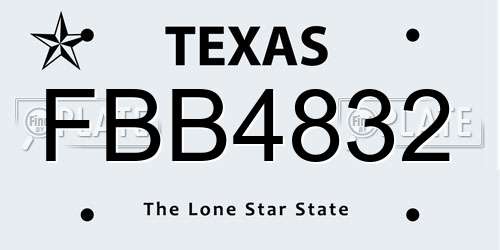 FBB4832 Texas License Plate