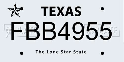 FBB4955 Texas License Plate