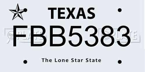 FBB5383 Texas License Plate