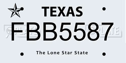 FBB5587 Texas License Plate