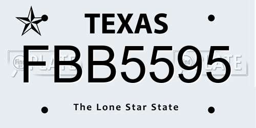 FBB5595 Texas License Plate