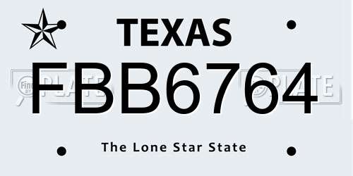 FBB6764 Texas License Plate