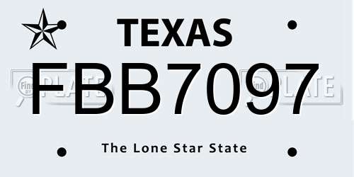 FBB7097 Texas License Plate